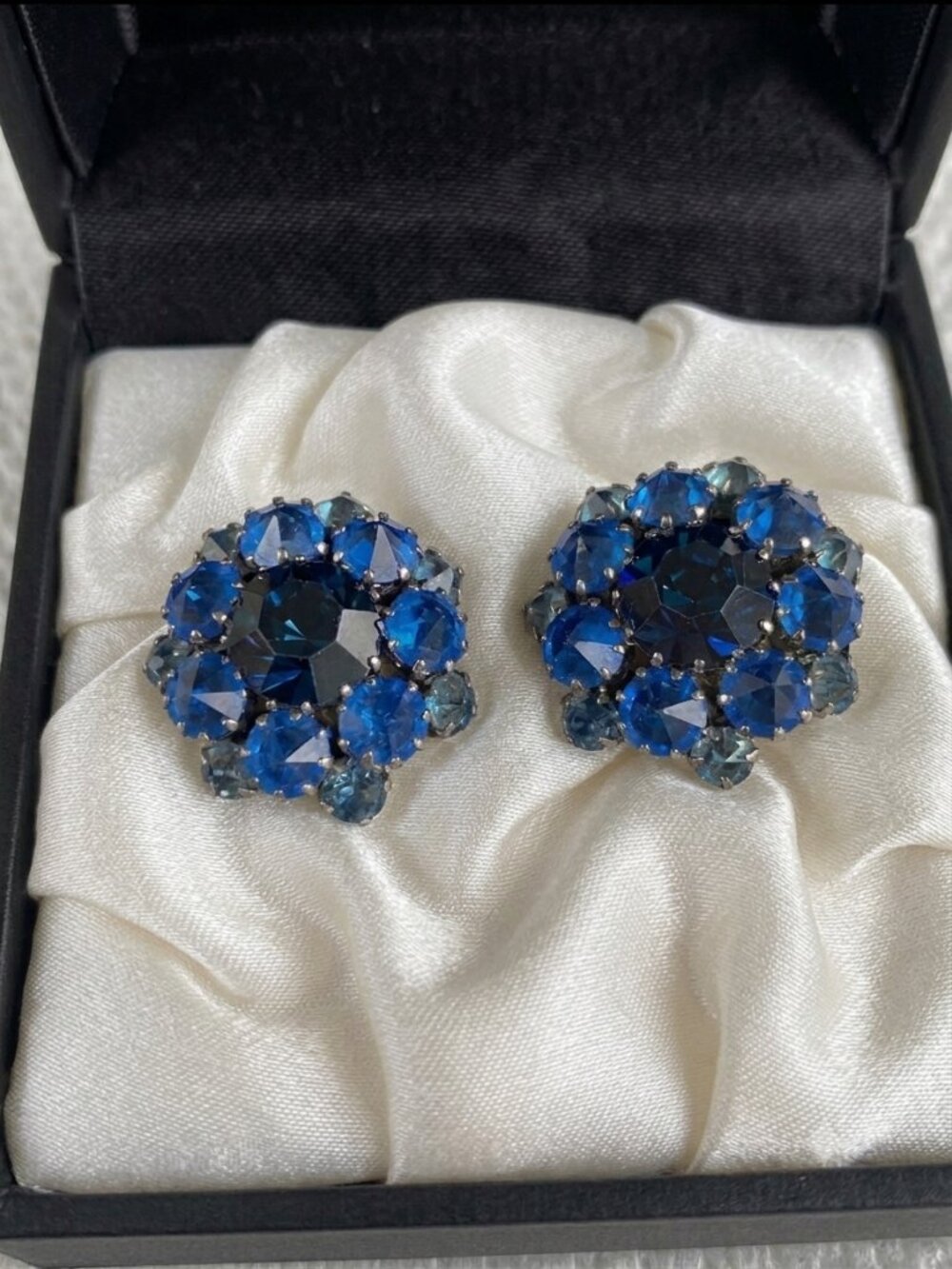 Vintage Authentic Austrian Glass Clip Earrings
